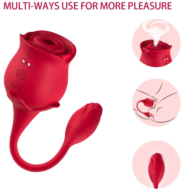 Armony Rosa - Succionador de Clítoris y Vibrador 10 Modos en Rojo - Lover Dreams