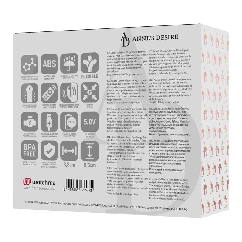 Anne's Desire - Vibrador Negro de Doble Placer con Tecnología Watchme