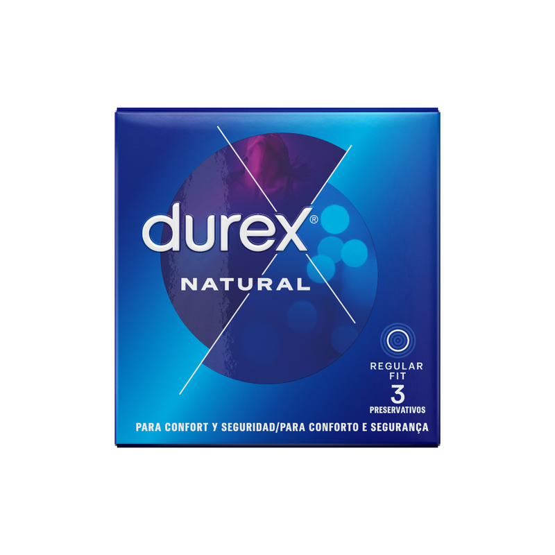 Durex Natural Comfort: Preservativos de Látex con Ajuste Fácil y Comodidad Mejorada - Pack de 3 Unidades