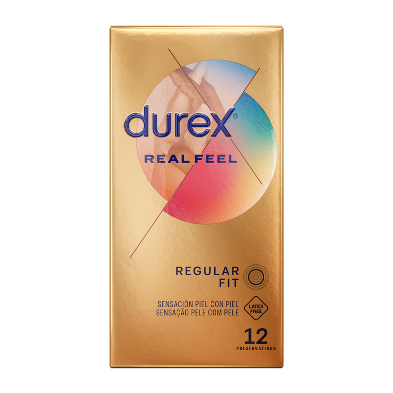 Durex RealFeel: Preservativos de Última Generación Sin Látex para una Sensación Natural de Piel con Piel - Estuche de 12 Unidades