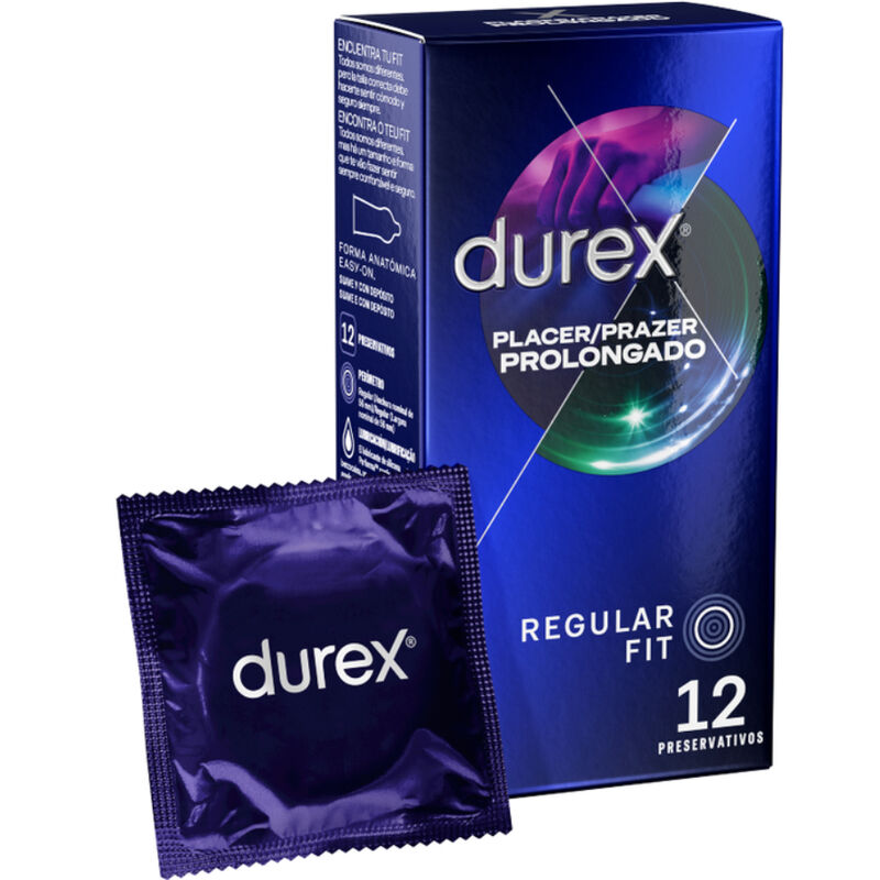 Durex Placer Prolongado - Preservativos Retardantes 12 Unidades para Mayor Duración