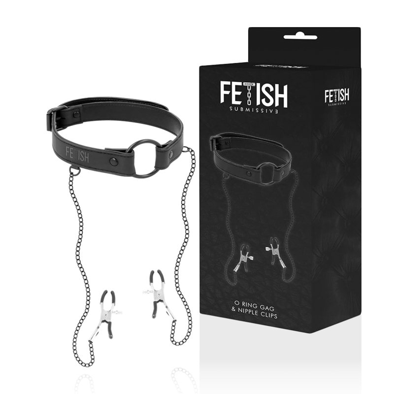 Anillo Mordaza con Pinzas para Pezones - Fetish Submissive Sensual Accesorio
