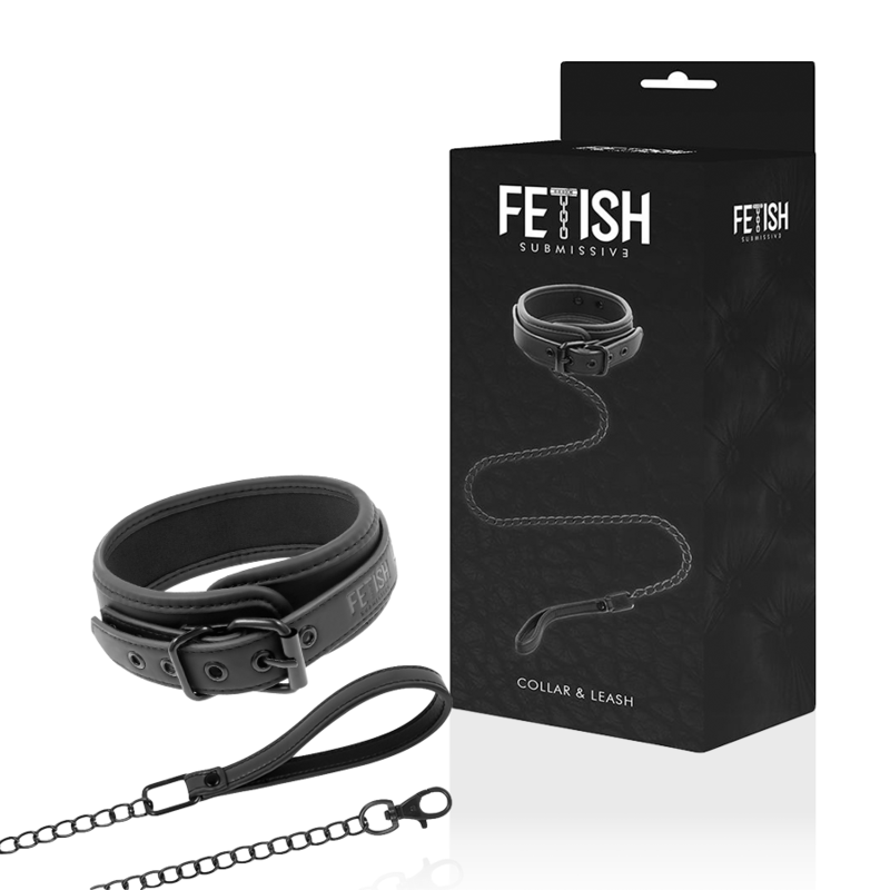 Collar Erótico con Cadena y Forro de Neopreno - Fetish Submissive