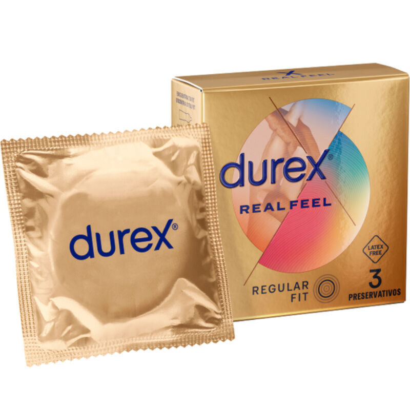 "Preservativos Durex RealFeel sin látex: Sensación Piel con Piel, Máxima Intimidad y Placer - 3 Unidades"
