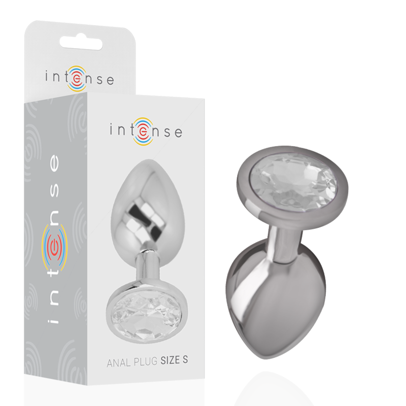 Plug Anal de Metal con Cristal Plateado - Talla S INTENSE