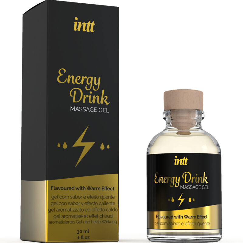 Gel de Masaje Besable con Efecto Calor y Sabor a Bebida Energética - INTT 30 ml
