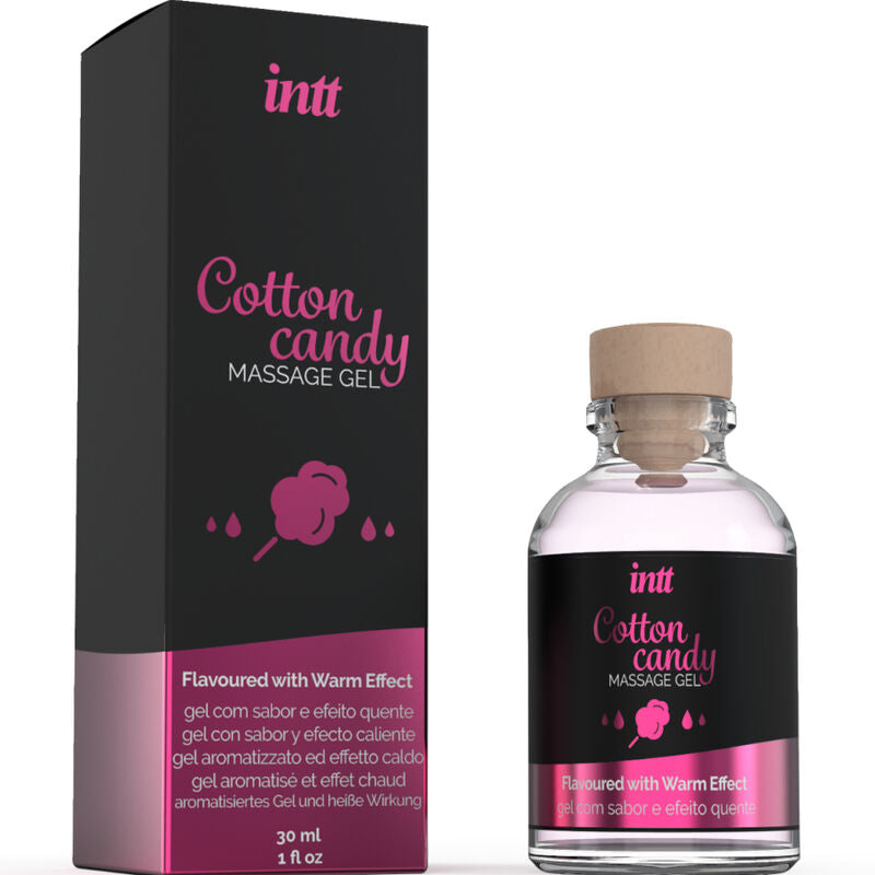 Gel de Masaje INTT con Aroma y Sabor a Algodón de Azúcar – Efecto Calor para Sensaciones Únicas en Zonas Íntimas, Ideal para Sexo Oral y Masajes Besables, 30 ml