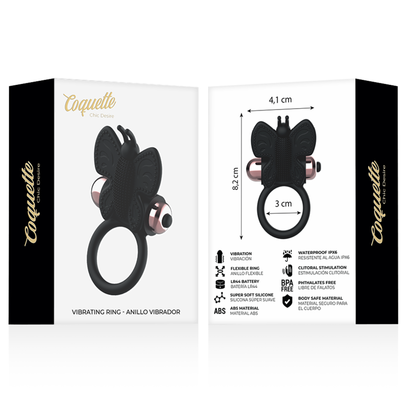 Anillo Vibrador Coquette Chic Desire: Potente Placer para Parejas, Elegancia en Juguetería Sexual