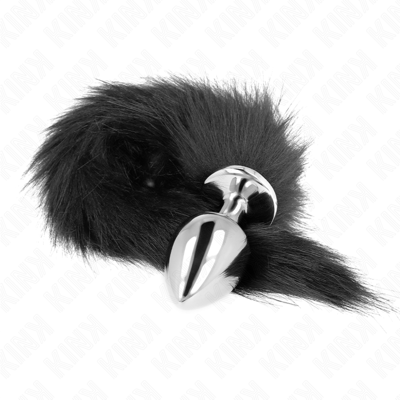 Plug Anal Grande con Cola Sintética Negra de 40 cm - Medidas: 10 x 4 cm