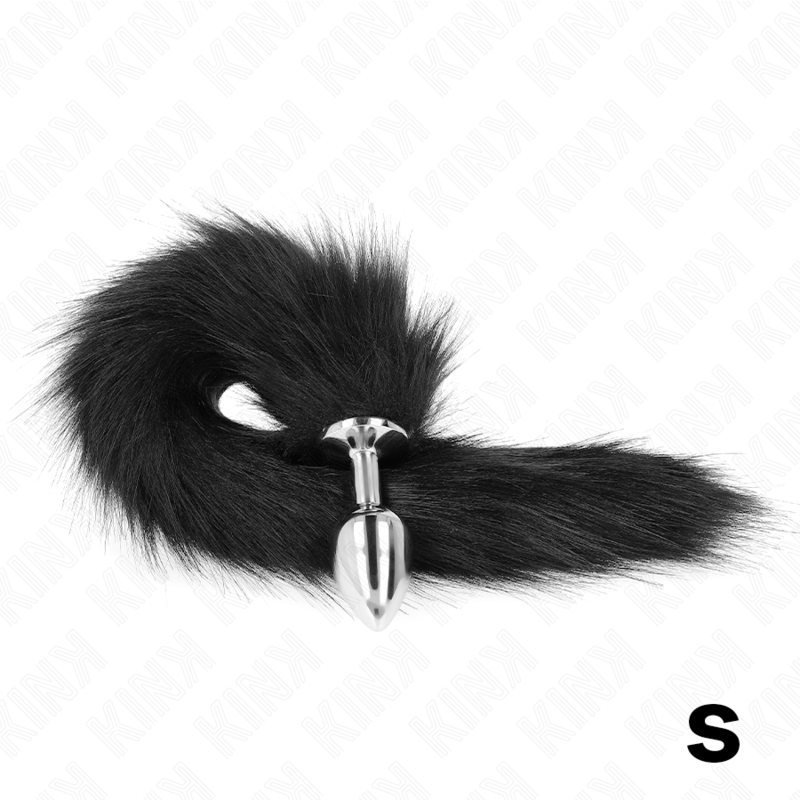Cola Sintética Negra con Plug Anal Pequeño (7x3 cm) - KINK 40 cm de Largo