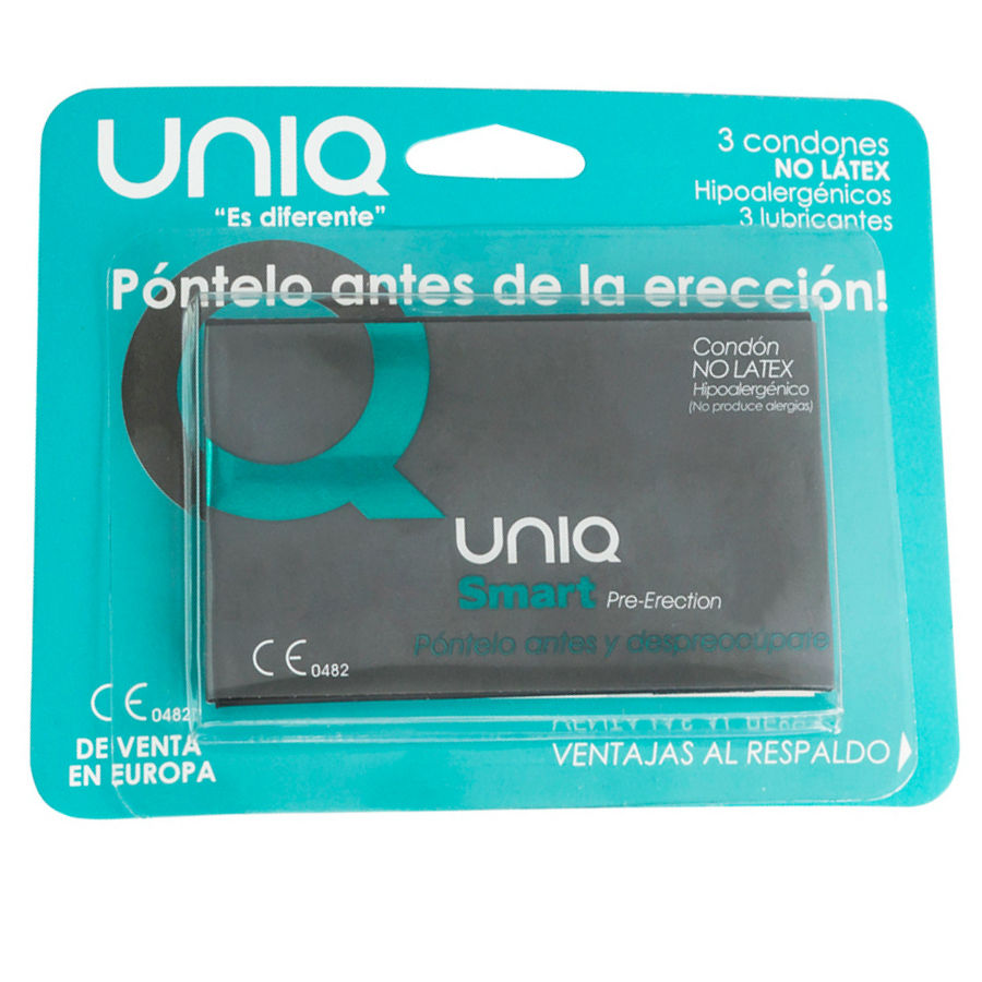 UNIQ - Preservativos Sin Látex Pre-Erección 3 Unidades, Comodidad y Sensibilidad