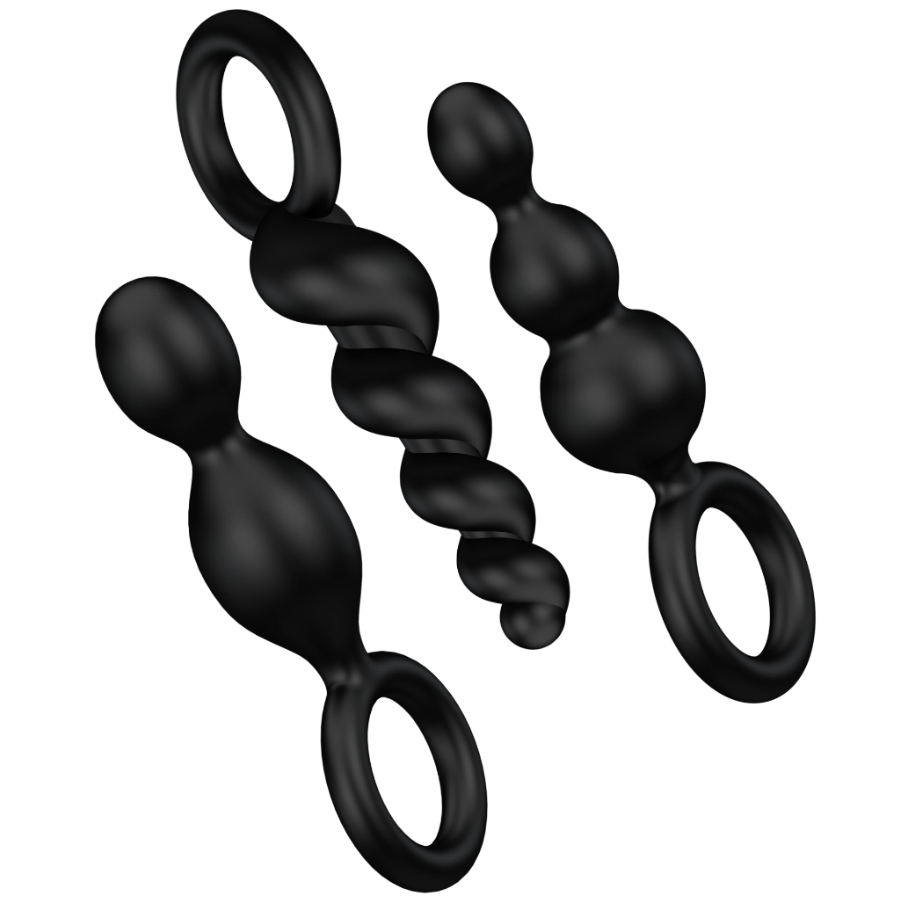 Juego de 3 Plugs Anales Satisfyer en Color Negro