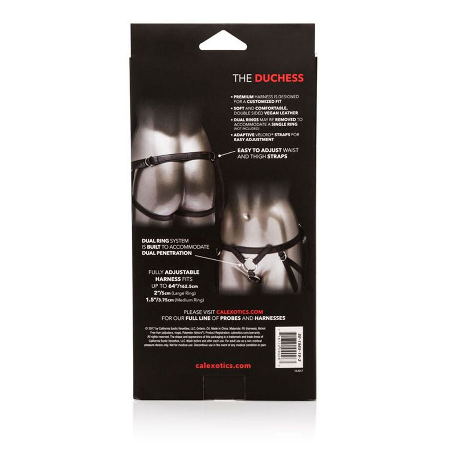 Arnés de Cuero Ajustable con Anillas Intercambiables - California Exotics, Innovación en Placer Sexual