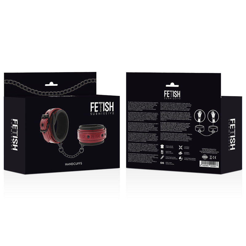 Esposas de Cuero Vegano con Forro de Neopreno - Fetish Submissive Dark Room