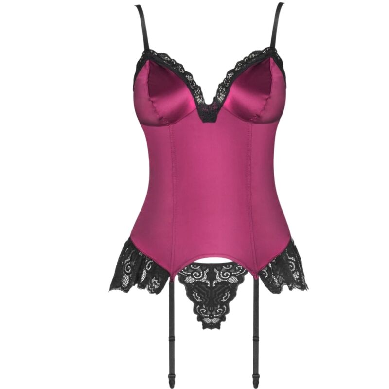 LIVCO CORSETTI FASHION - AGRAFENA CF 90436 CORSET + TANGA BURDEOS L/XL - Lover Dreams