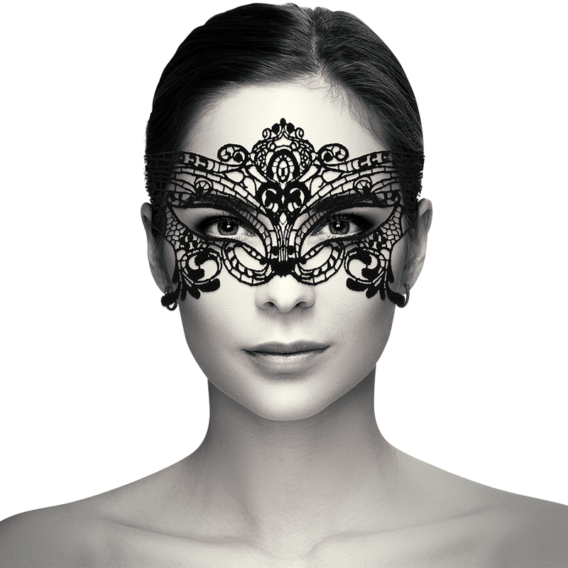 Antifaz de Encaje Negro Ancho Coquette Chic Desire para Fiesta o Seducción - Lover Dreams