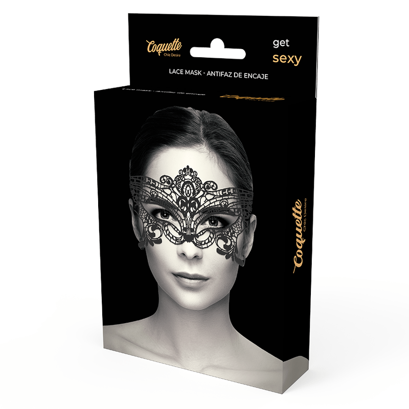 Antifaz de Encaje Negro Ancho Coquette Chic Desire para Fiesta o Seducción - Lover Dreams
