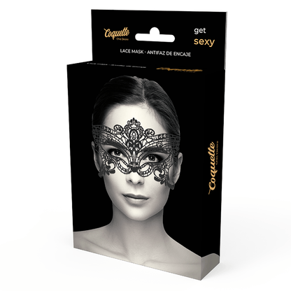 Antifaz de Encaje Negro Ancho Coquette Chic Desire para Fiesta o Seducción - Lover Dreams