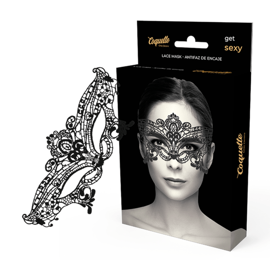 Antifaz de Encaje Negro Ancho Coquette Chic Desire para Fiesta o Seducción - Lover Dreams
