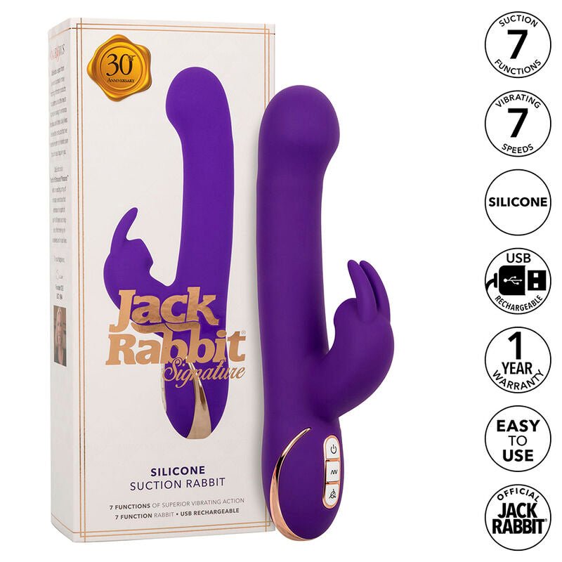 CALEXOTICS - JACK VIBRADOR RABBIT Y ESTIMULADOR 7 NIVELES DE VIBRACIÓN Y SUCCIÓN AZUL - Lover Dreams