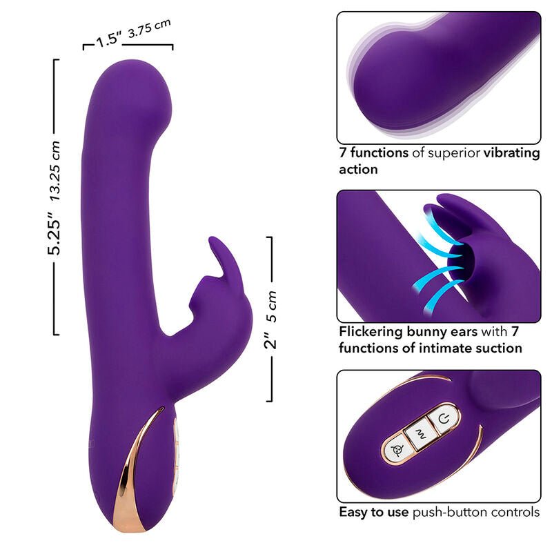 CALEXOTICS - JACK VIBRADOR RABBIT Y ESTIMULADOR 7 NIVELES DE VIBRACIÓN Y SUCCIÓN AZUL - Lover Dreams