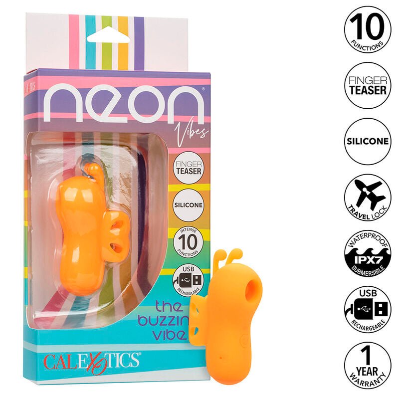 CALEXOTICS - NEON VIBES THE BUZZING VIBE ESTIMULADOR DE DEDO 10 VIBRACIONES NARANJA - Lover Dreams