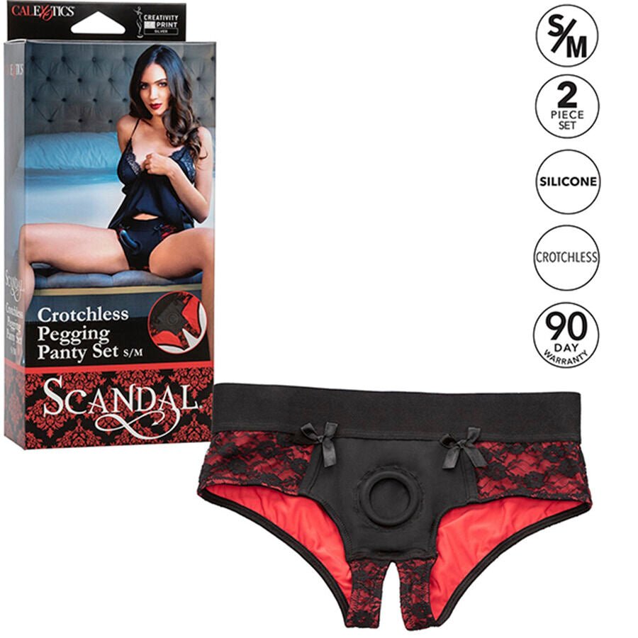 CALEXOTICS - SCANDAL SET DE BRAGUITAS SIN ENTREPIERNAS CON DILDO TALLA S/M - Lover Dreams