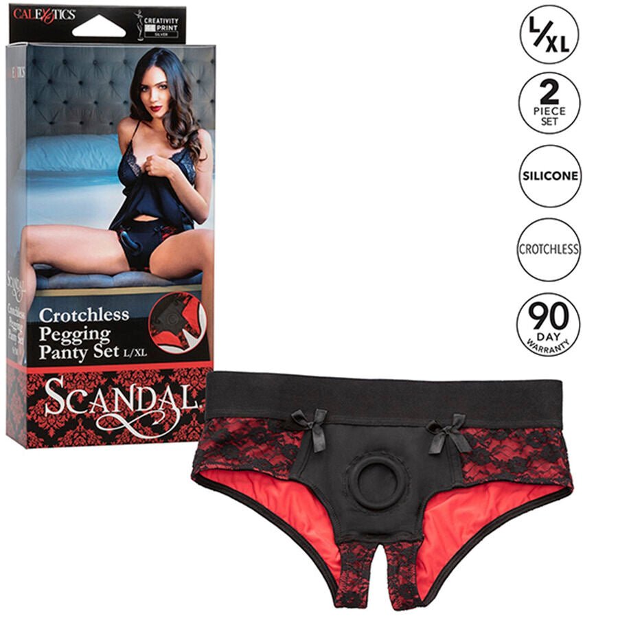 CALEXOTICS - SCANDAL SET DE BRAGUITAS SIN ENTREPIERNAS CON DILDO TALLA S/M - Lover Dreams
