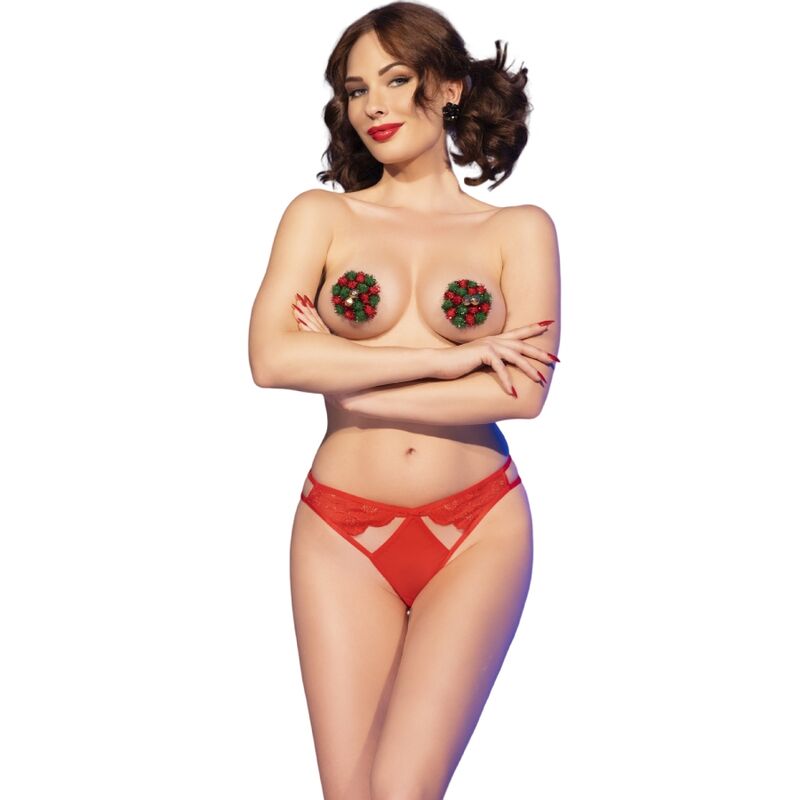 CHILIROSE - CR 4839 SET NAVIDEÑO PEZONERAS + PANTIES ROJO S/M - Lover Dreams
