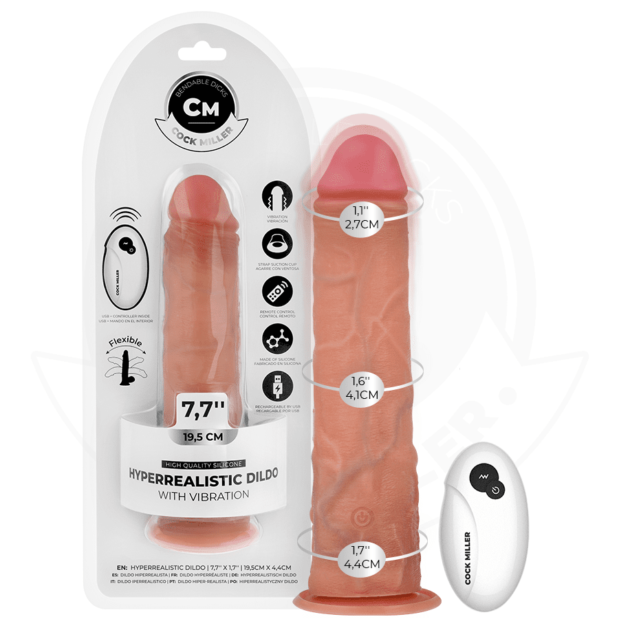 COCK MILLER - DILDO HIPERREALÍSTICO VIBRACIÓN CON CONTROL REMOTO 19,5 CM - Lover Dreams