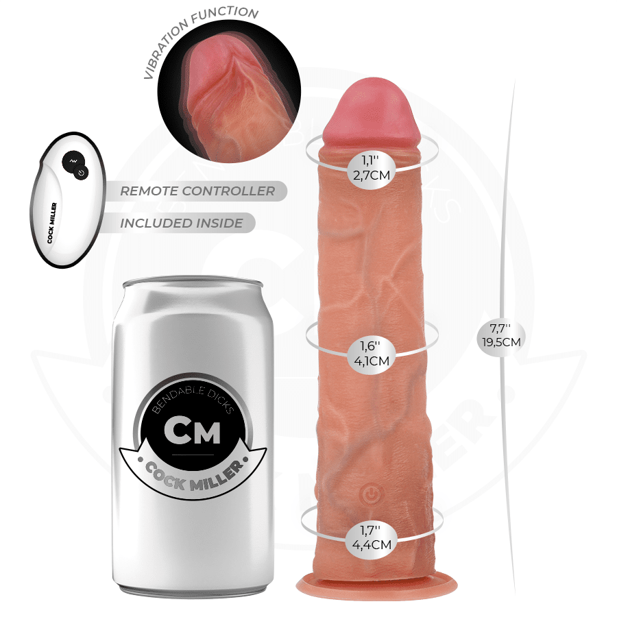 COCK MILLER - DILDO HIPERREALÍSTICO VIBRACIÓN CON CONTROL REMOTO 19,5 CM - Lover Dreams