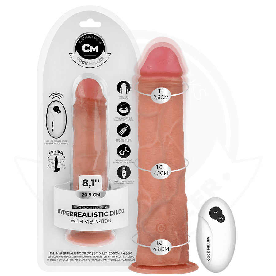 COCK MILLER - DILDO HIPERREALÍSTICO VIBRACIÓN CON CONTROL REMOTO 20,5 CM - Lover Dreams