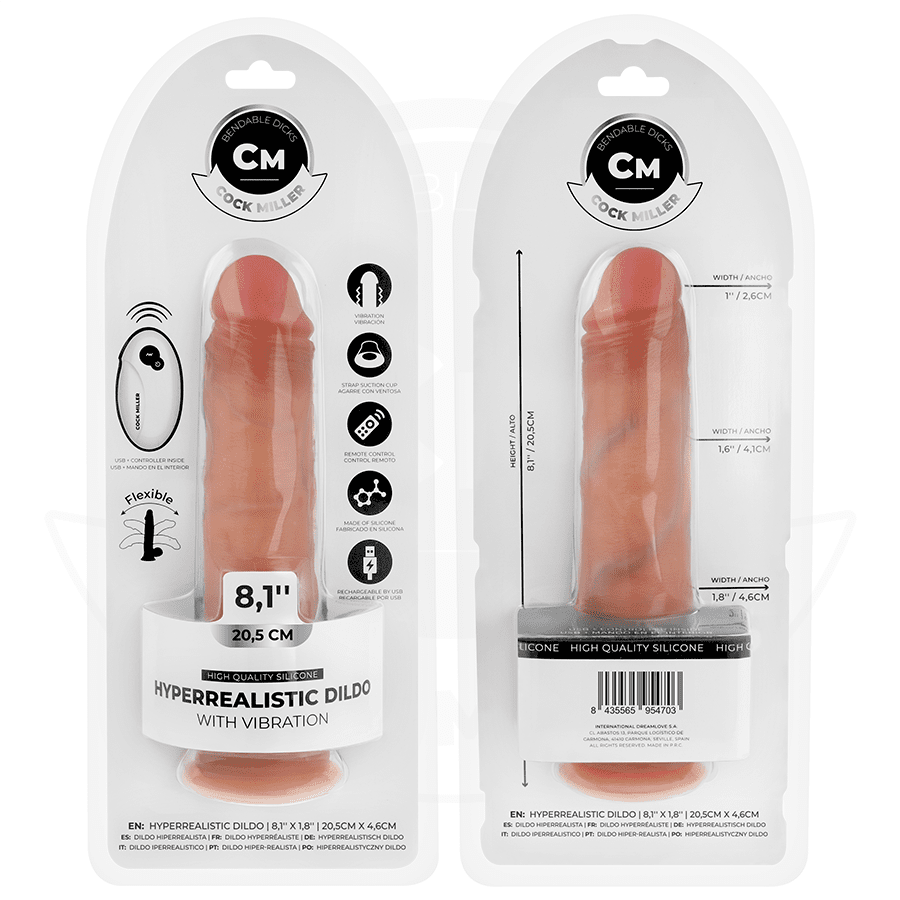 COCK MILLER - DILDO HIPERREALÍSTICO VIBRACIÓN CON CONTROL REMOTO 20,5 CM - Lover Dreams