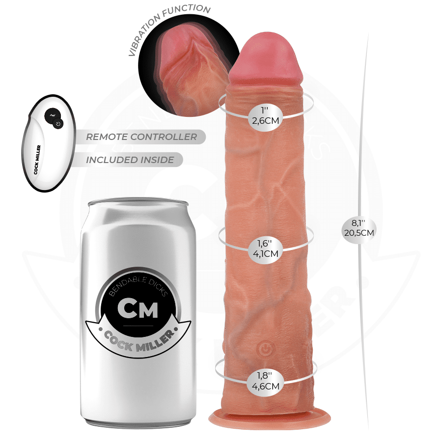 COCK MILLER - DILDO HIPERREALÍSTICO VIBRACIÓN CON CONTROL REMOTO 20,5 CM - Lover Dreams
