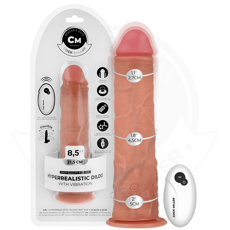 COCK MILLER - DILDO HIPERREALÍSTICO Y VIBRACIÓN CON CONTROL REMOTO 21,5 CM - Lover Dreams