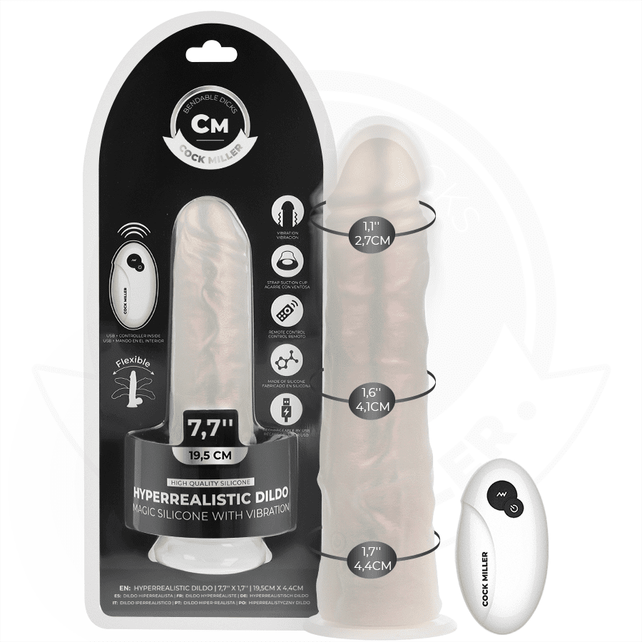 COCK MILLER - DILDO SILICONA 19,5 CM , LUCES Y VIBRACIÓN CON CONTROL REMOTO - Lover Dreams