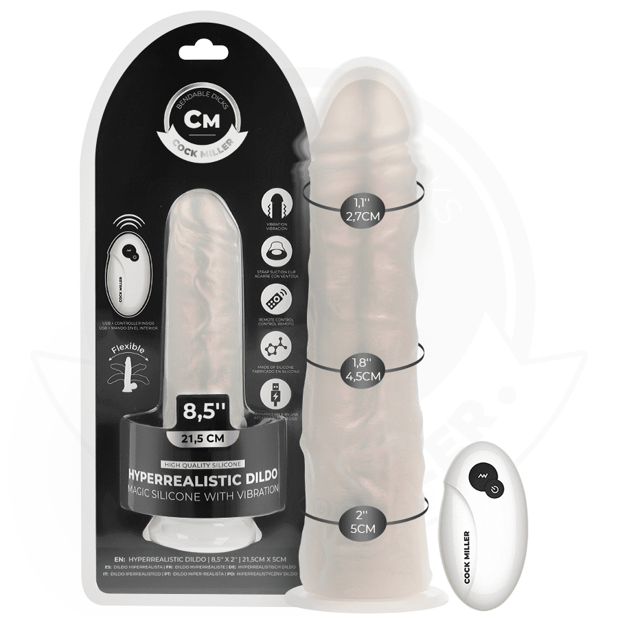 COCK MILLER - DILDO SILICONA 21,5 CM , LUCES Y VIBRACIÓN CON CONTROL REMOTO - Lover Dreams