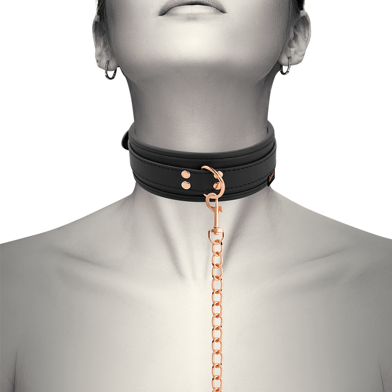 Collar de Cuero Vegano con Correa y Forro de Neopreno - Coquette Chic Desire - Lover Dreams