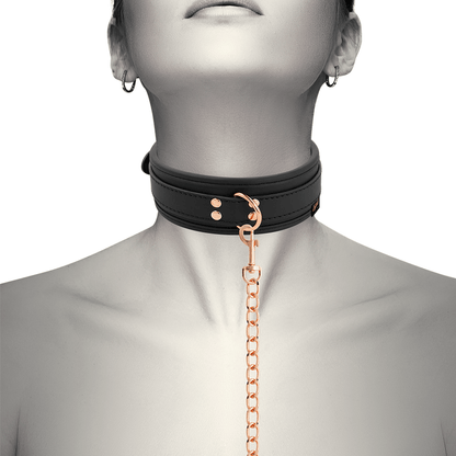 Collar de Cuero Vegano con Correa y Forro de Neopreno - Coquette Chic Desire - Lover Dreams