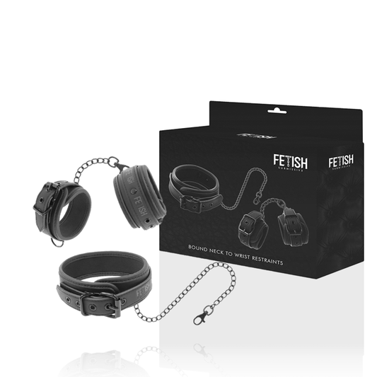 Collar y Esposas de Cuero Vegano con Forro de Neopreno - Fetish Submissive - Lover Dreams