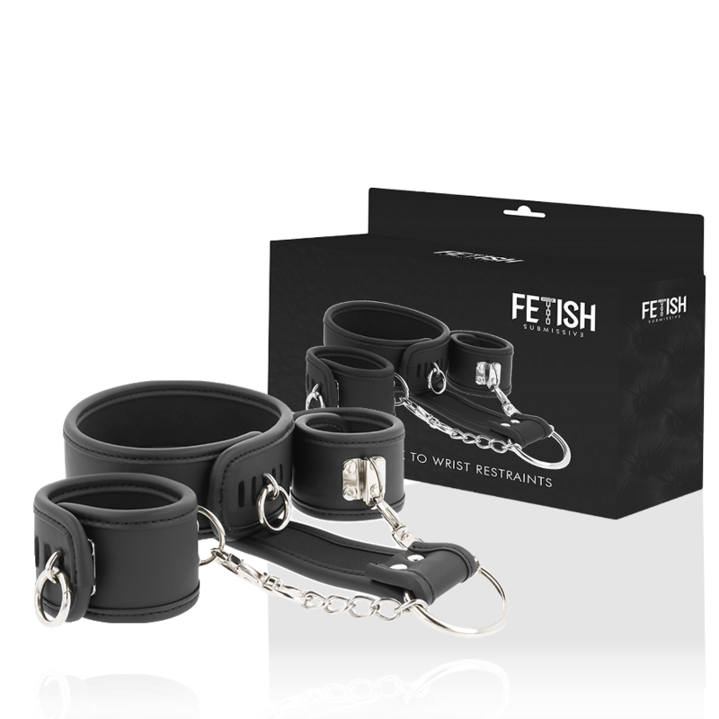 Collar y Esposas de Cuero Vegano con Forro de Nopreno - FETISH SUBMISSIVE - Lover Dreams