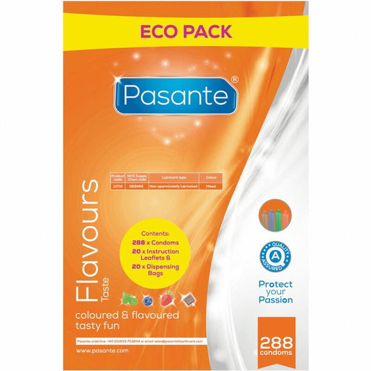 Condones Pasante Flavors: Sabores del Chocolate, Menta, Arándanos y Fresa para un Placer Seguro y Delicioso - Lover Dreams