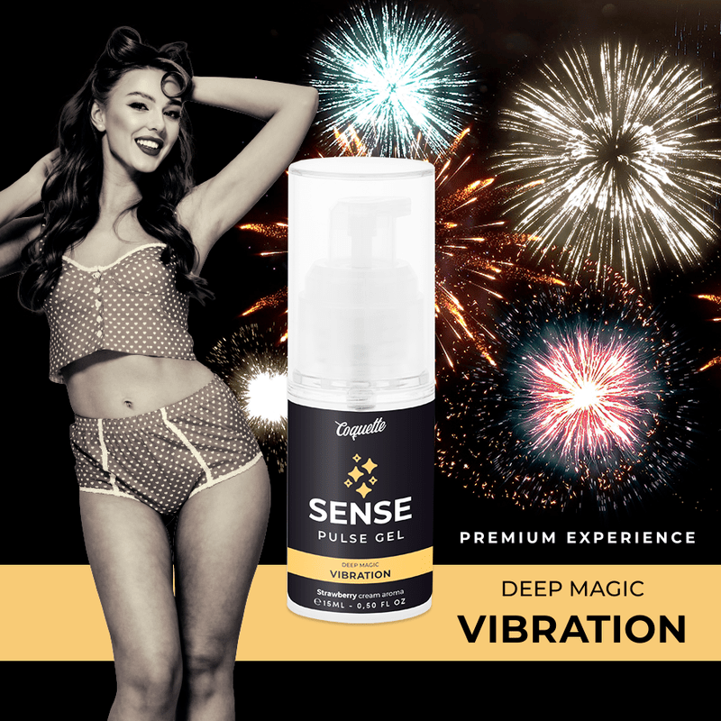 Descubre COQUETTE CHIC DESIRE SENSE PULSE GEL: El vibrador líquido unisex con efecto de calentamiento, pulsación y vibración hasta 30 minutos, apto para veganos y 100% natural. - Lover Dreams