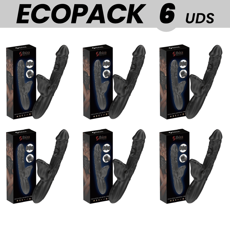 ECOPACKS 6 UDS - IBIZA VIBRADOR Y ESTIMULADOR DE CLÍTORIS CON EFECTO MORDEDOR Y ROTACIÓN - Lover Dreams