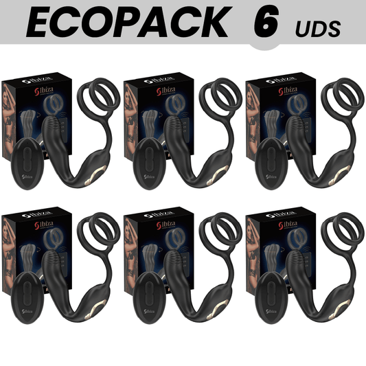 ECOPACKS 6 UDS - IBIZA WIGGLE PLUG ANAL ROTADOR CONTROL REMOTO CON VIBRO - PERINEO Y ANILLAS POTENCIADORAS DE PENE - Lover Dreams