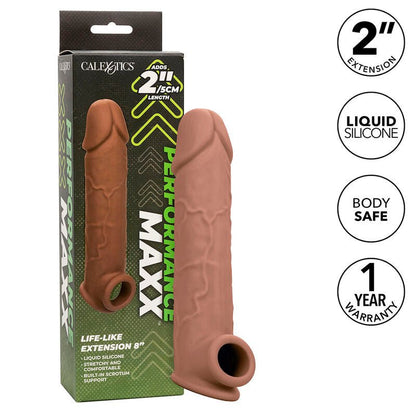 Extensión Realista Performance Maxx de 8" con Diseño Hueco y Soporte para el Escroto - Mejora Tu Experiencia de Placer con Silicona de Primera Calidad - Lover Dreams