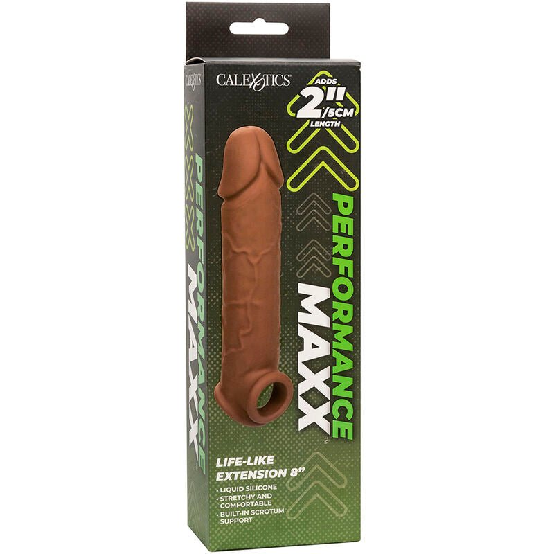 Extensión Realista Performance Maxx de 8" con Diseño Hueco y Soporte para el Escroto - Mejora Tu Experiencia de Placer con Silicona de Primera Calidad - Lover Dreams