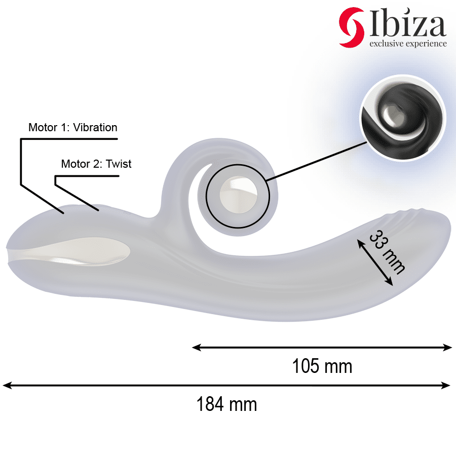 IBIZA - VIBRADOR TWISTER CON ESTIMULADOR CURVE Y VIBRO - ROTACIÓN - Lover Dreams