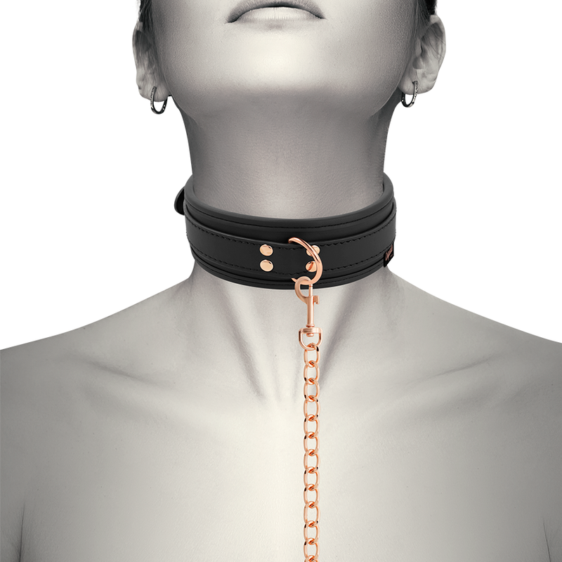 Collar de Cuero Vegano con Correa y Forro de Neopreno - Coquette Chic Desire