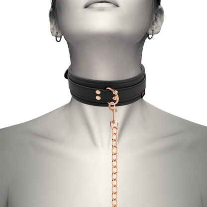 Collar de Cuero Vegano con Correa y Forro de Neopreno - Coquette Chic Desire